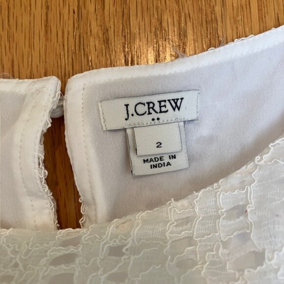 J Crew Factory off white short sleeve Lace overlay top size 2 - Picture 3 of 6